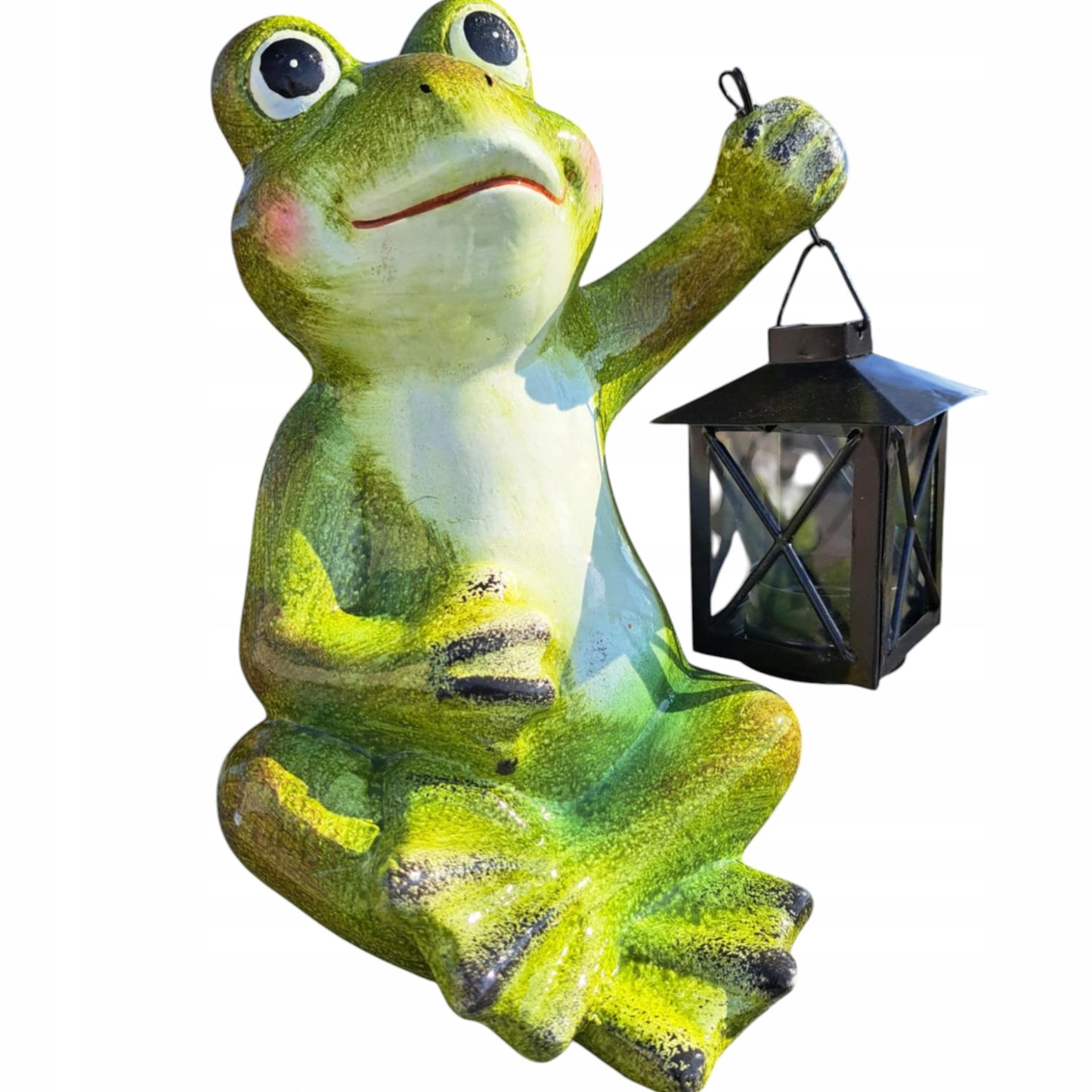 Figurka ogrodowa żaba z lampionem żabka 22 cm dekoracyjna