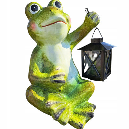 Figurka ogrodowa żaba z lampionem żabka 22 cm dekoracyjna