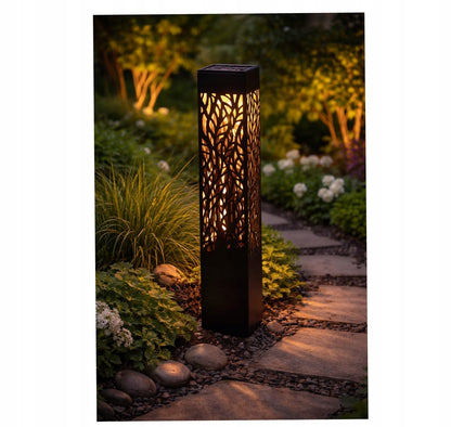 Lampa solarna ogrodowa czarna 53 cm ciepłe światło LED dekoracyjna słupek