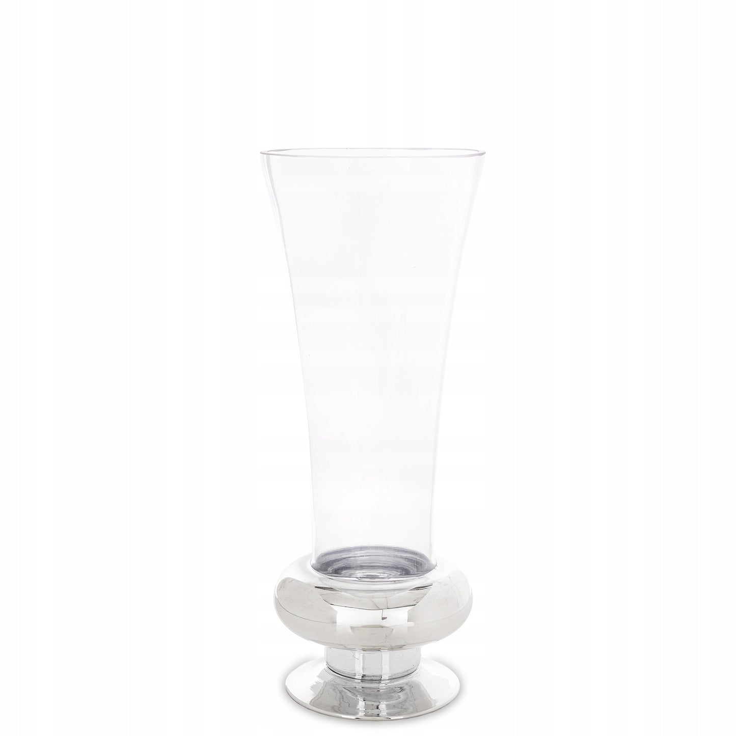 Wazon szklany przezroczysty srebrny duży 30,5cm glamour