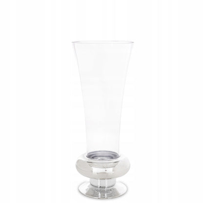 Wazon szklany przezroczysty srebrny duży 30,5cm glamour