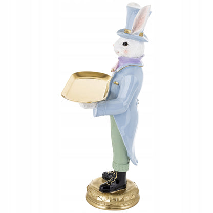 Figurka królik z tacą dekoracja zajączek Wielkanoc wiosna XXL 59,5 cm
