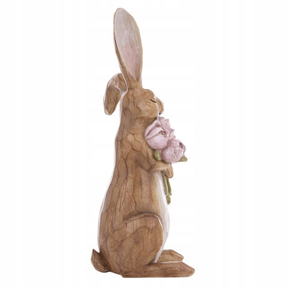 Figurka Królik Wielkanocny 45 cm Elegancka Dekoracja z Kwiatami XL wiosenna