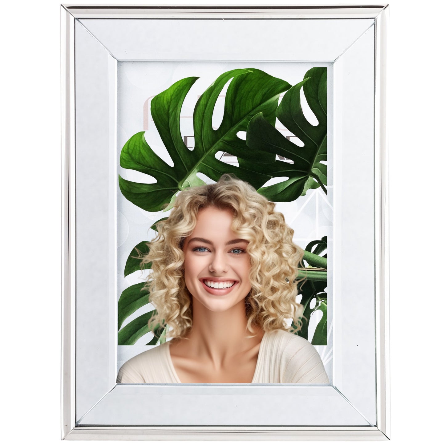 srebrna ramka na zdjęcie 10x15 lustrzana glamour stawiana zawieszana