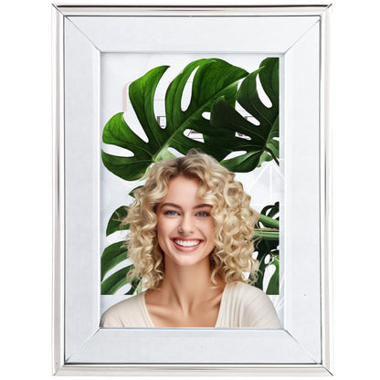 srebrna ramka na zdjęcie 10x15 lustrzana glamour stawiana zawieszana