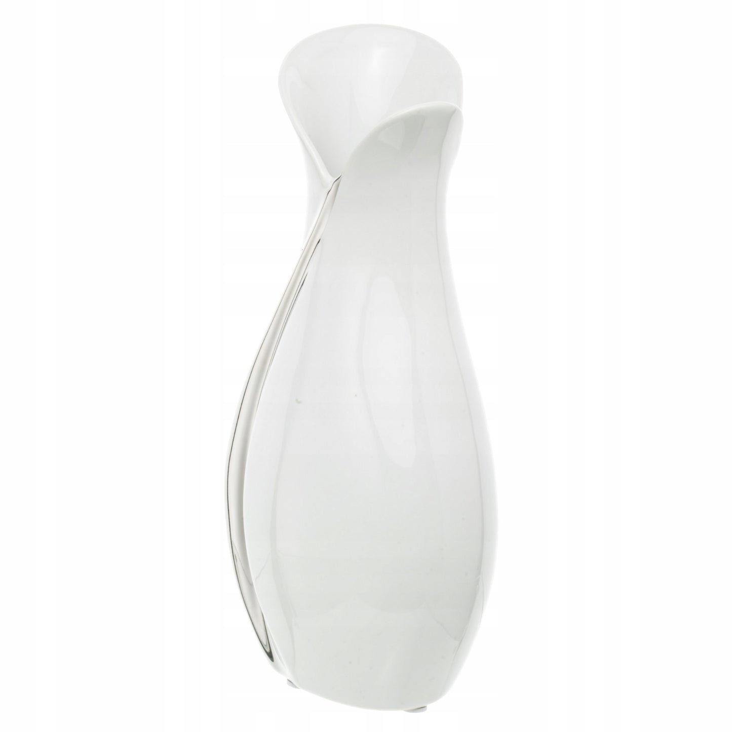 Wazon ceramiczny biało-srebrny 30,5 cm glamour modern biały srebrny