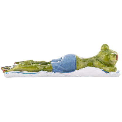 FIGURKA ŻABA PLAŻOWICZ 5x18x6cm żabka na wakacjach plaży opala się