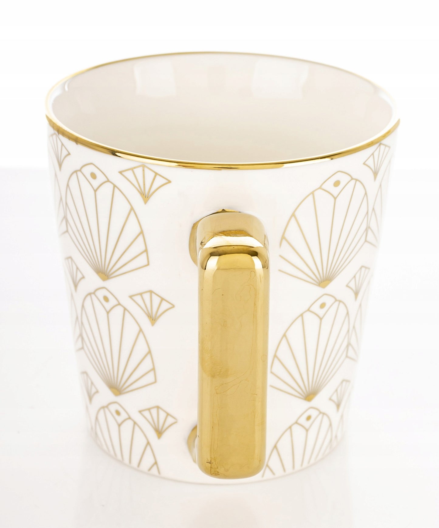 Porcelanowy Kubek elegancki złote ucho 310ml na prezent kawa herbata