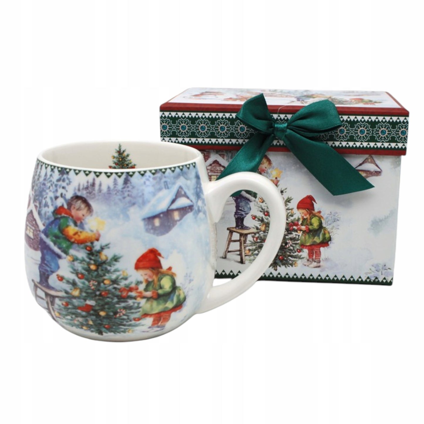 Kubek filiżanka świąteczna w pudełku porcelana duży na prezent 450ml