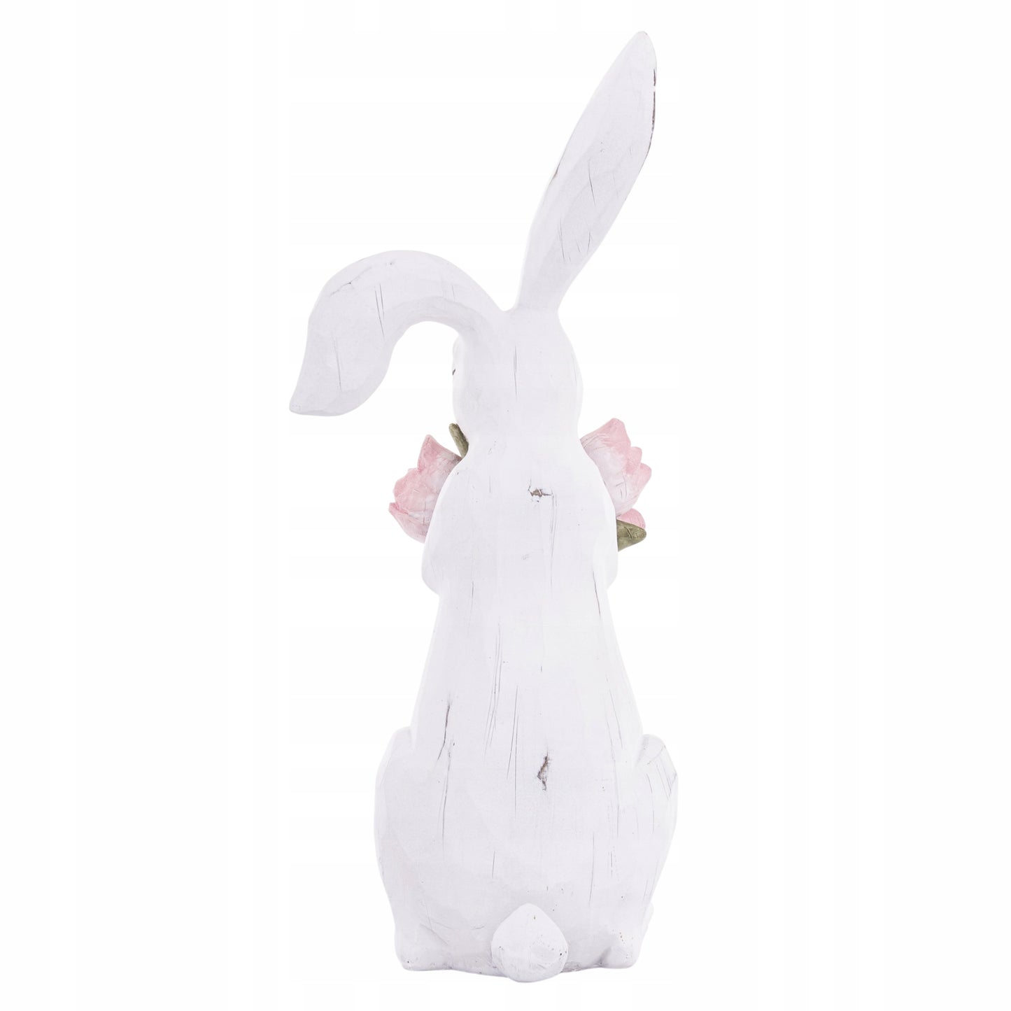 Duża Figurka Królik Wielkanocny 45 cmDekoracja z Kwiatami XL wiosenna biała