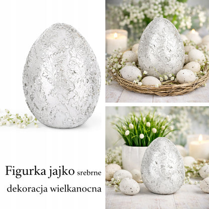 Figurka wielkanocna pisanka srebrna zdobione jajko 15 cm ozdoba dekoracja