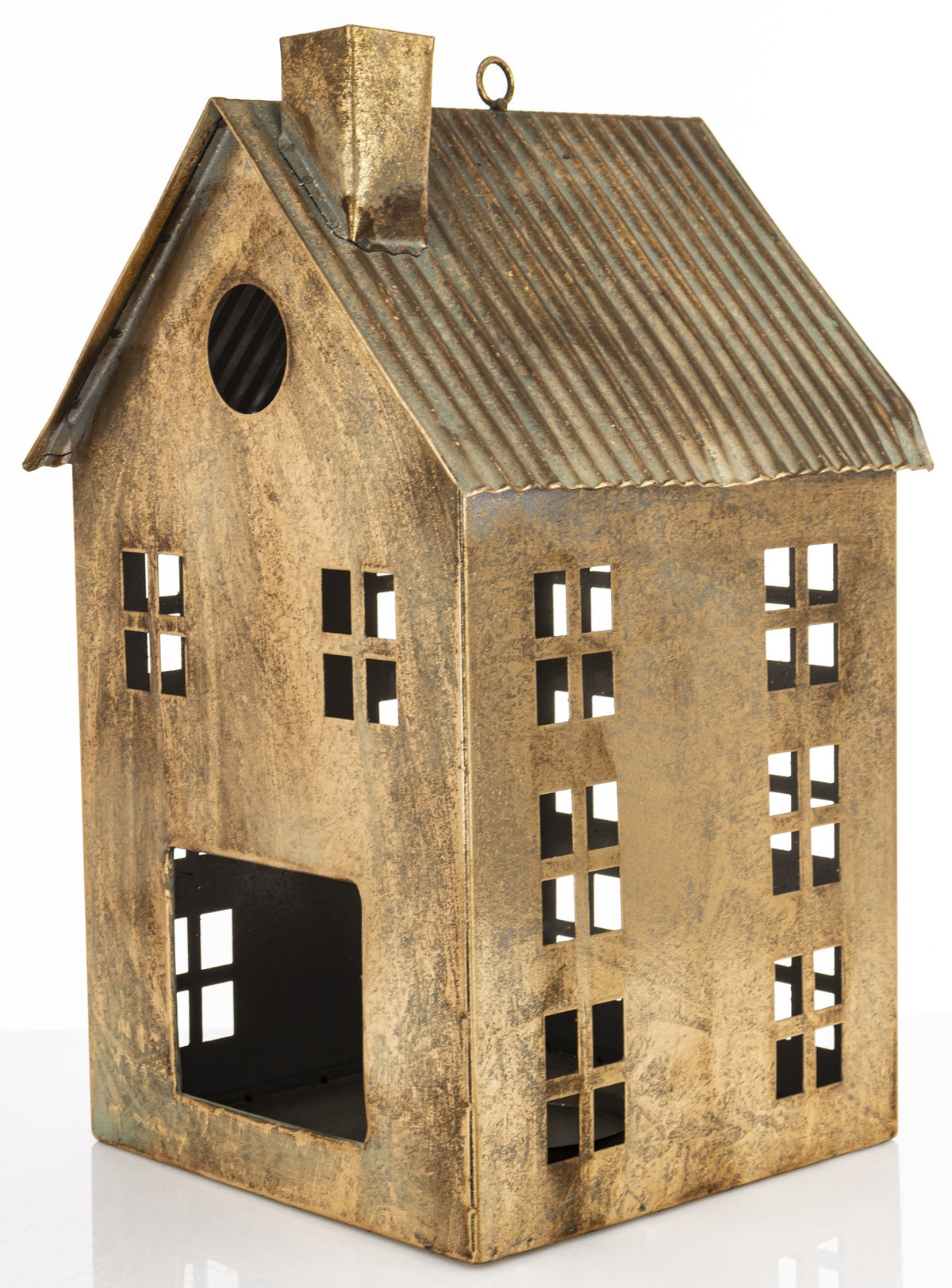 Figurka świąteczna Dekoracja Metalowa Domek złoty 36x21x21