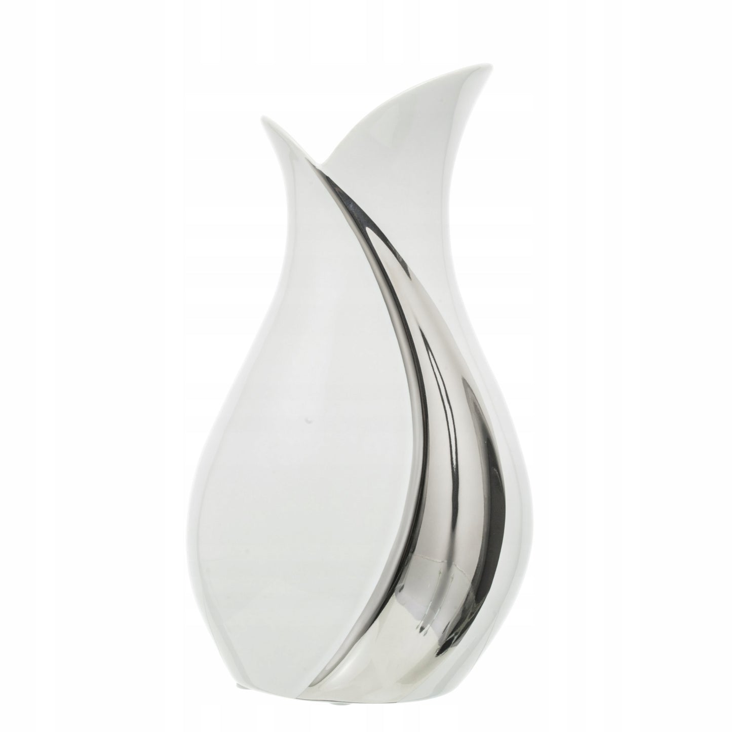 Wazon ceramiczny biało-srebrny 30,5 cm glamour modern biały srebrny