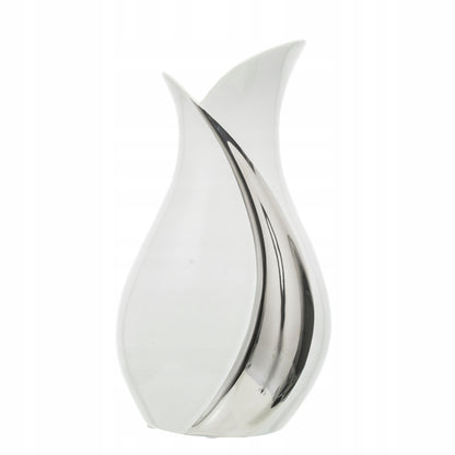 Wazon ceramiczny biało-srebrny 30,5 cm glamour modern biały srebrny