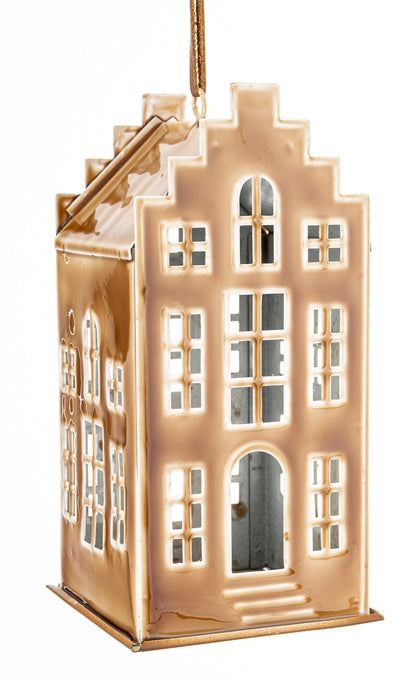 Figurka świąteczna Dekoracja Domek kawowy metal 19x9x9,5