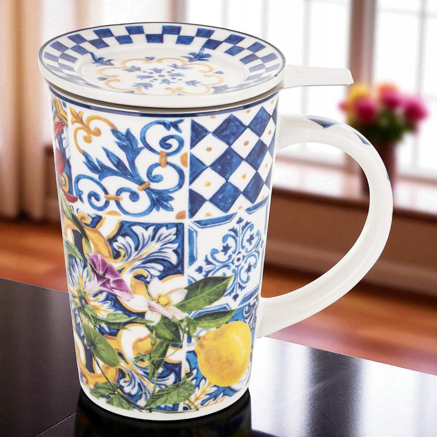 Kubek z zaparzaczem w pudełku prezentowym porcelanowy 400 ml