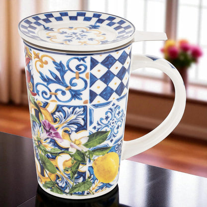 Kubek z zaparzaczem w pudełku prezentowym porcelanowy 400 ml