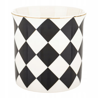 Kubek porcelanowy w pudełku na prezent czarno biały porcelana 380 ml