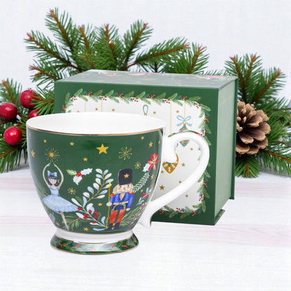 Kubek porcelana 380 ml świąteczny porcelanowy zielony prezent na mikołajki
