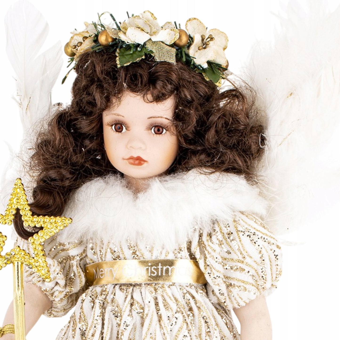 Figurka lalka kolekcjonerska figurka porcelanowa 50x29x26 świąteczna Anioł