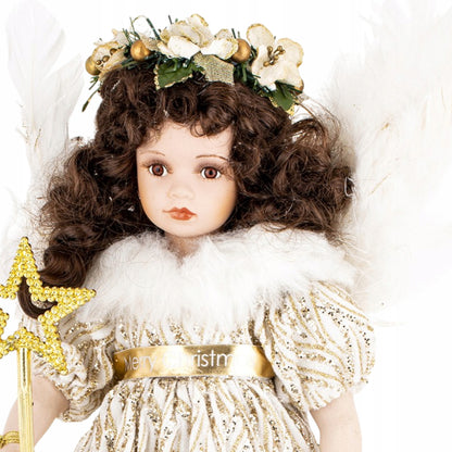 Figurka lalka kolekcjonerska figurka porcelanowa 50x29x26 świąteczna Anioł