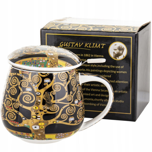 Kubek baryłka z zaparzaczem w pudełku Duo Gustav Klimt porcelana 430 ml