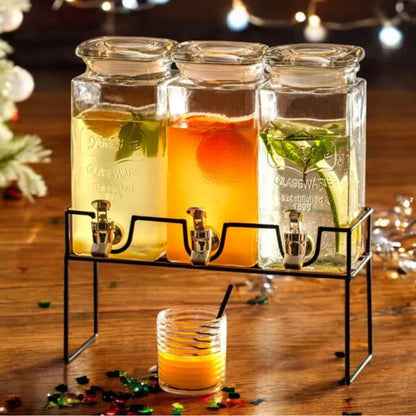 Komplet słoików z kranikiem 3x1,5L dozownik dystrybutor do lemoniady, soku