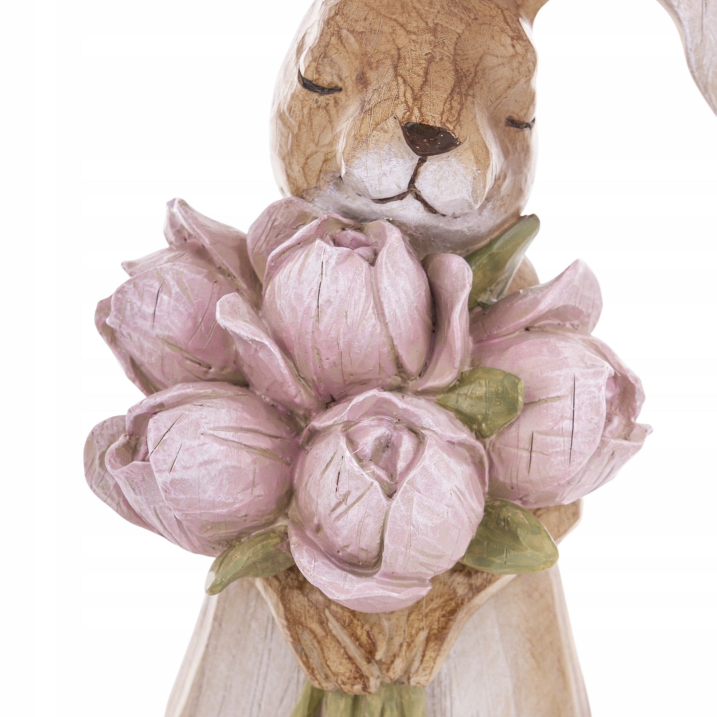 Figurka Królik Wielkanocny 45 cm Elegancka Dekoracja z Kwiatami XL wiosenna