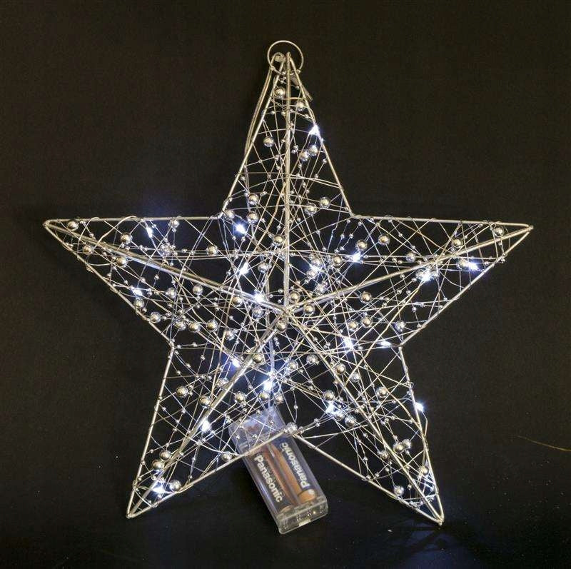 Gwiazda Led Oświetlenie Świąteczne srebrna gwiazdka duża 30cm na baterie