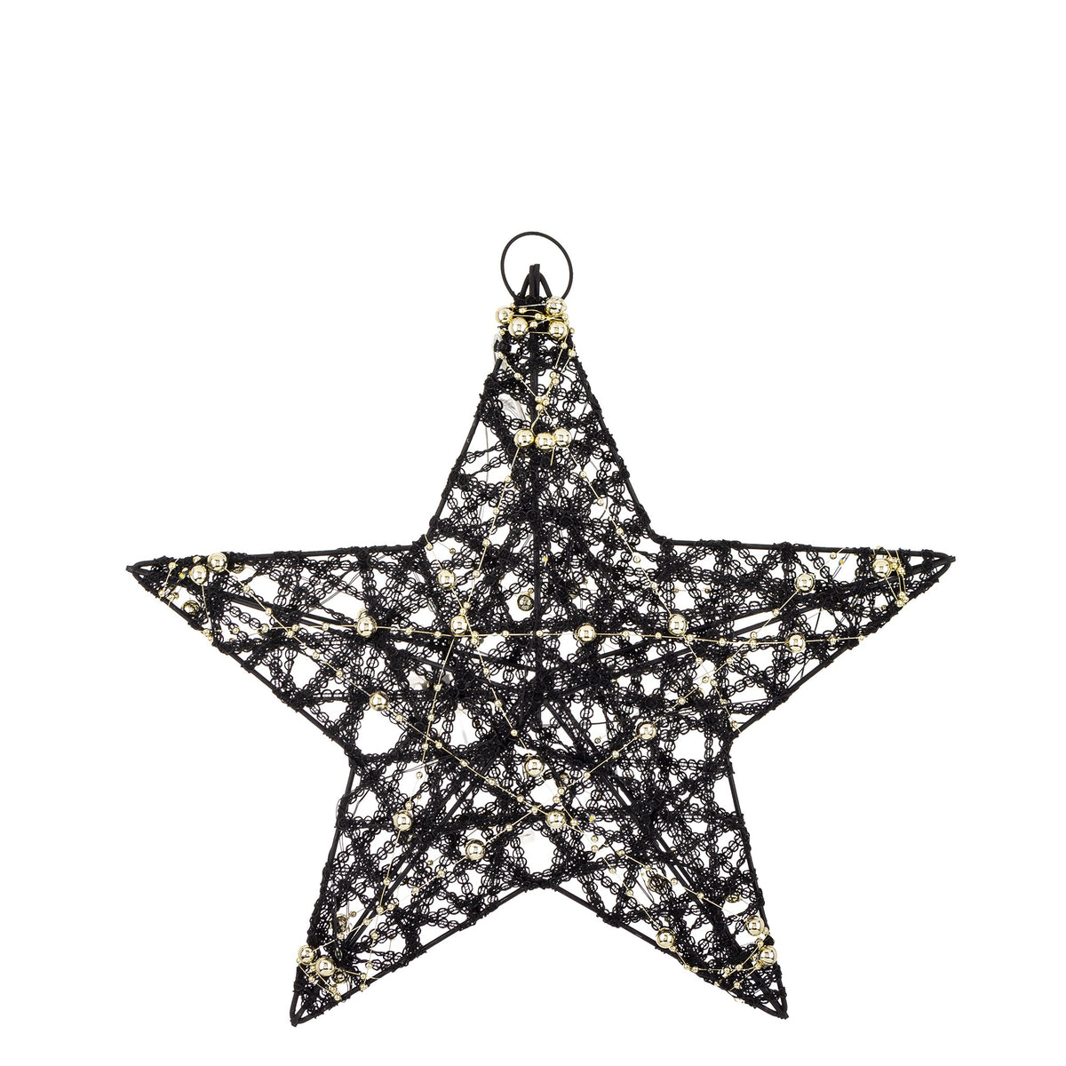 Ozdoba gwiazda LED z tworzywa czarno-złota 30x30x7 cm
