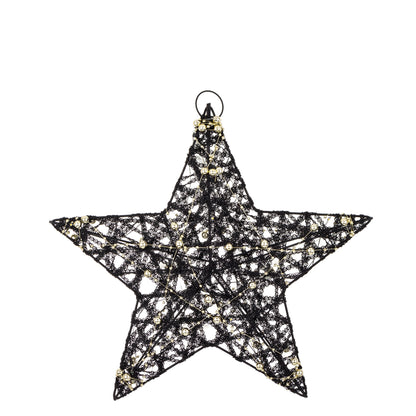 Ozdoba gwiazda LED z tworzywa czarno-złota 30x30x7 cm