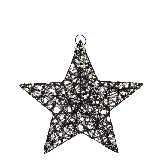Ozdoba gwiazda LED z tworzywa czarno-złota 30x30x7 cm