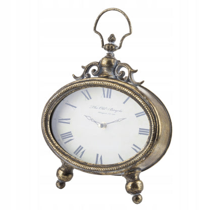 Zegar metalowy stojący vintage retro złoty postarzany