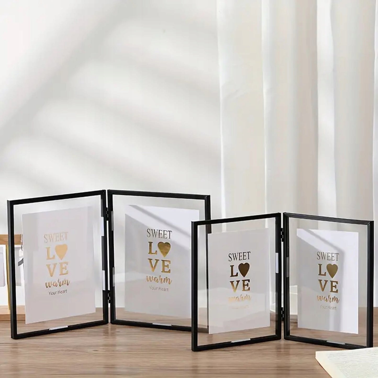 Ramka na Zdjęcie podwójna czarna float 10x15 cm na 2 zdjęcia pływająca loft