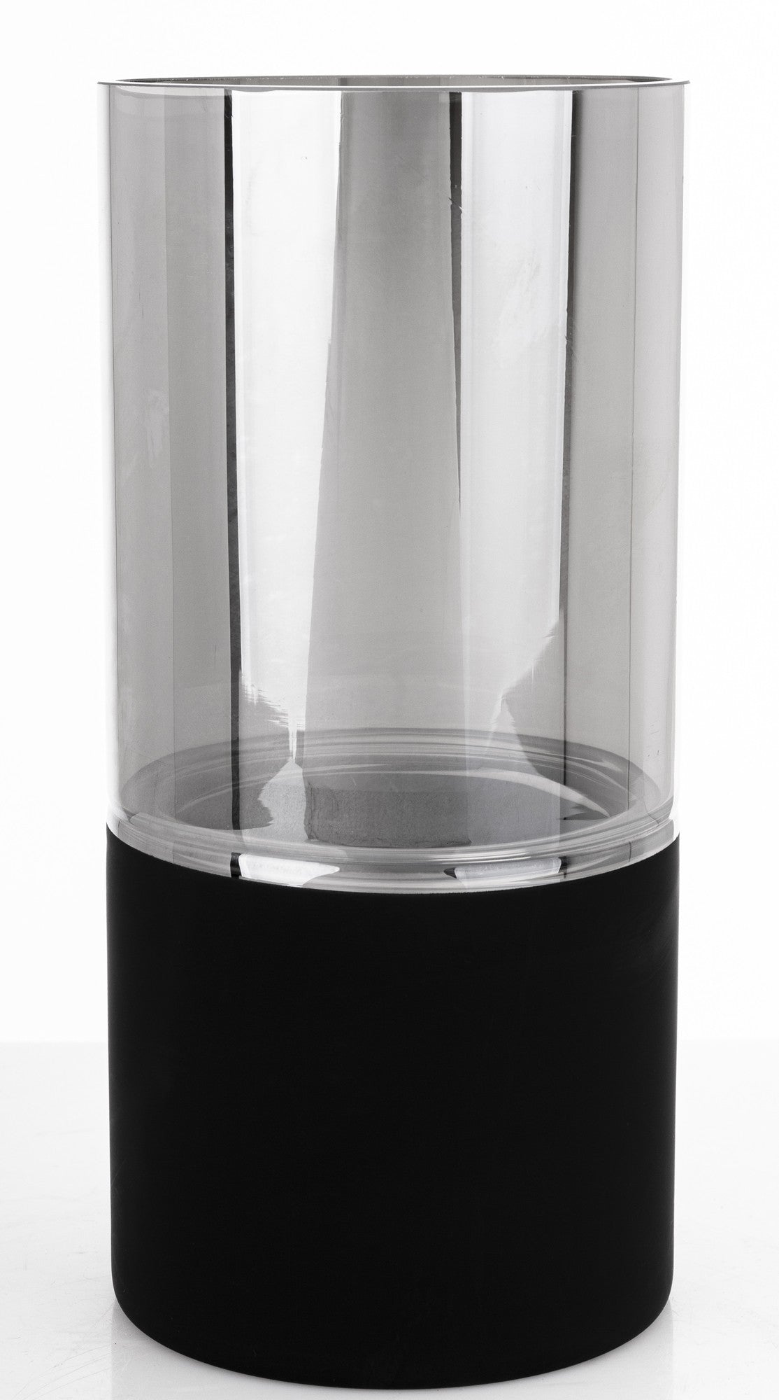 Wazon szklany Burano srebrny- czarny 25,5x12x12