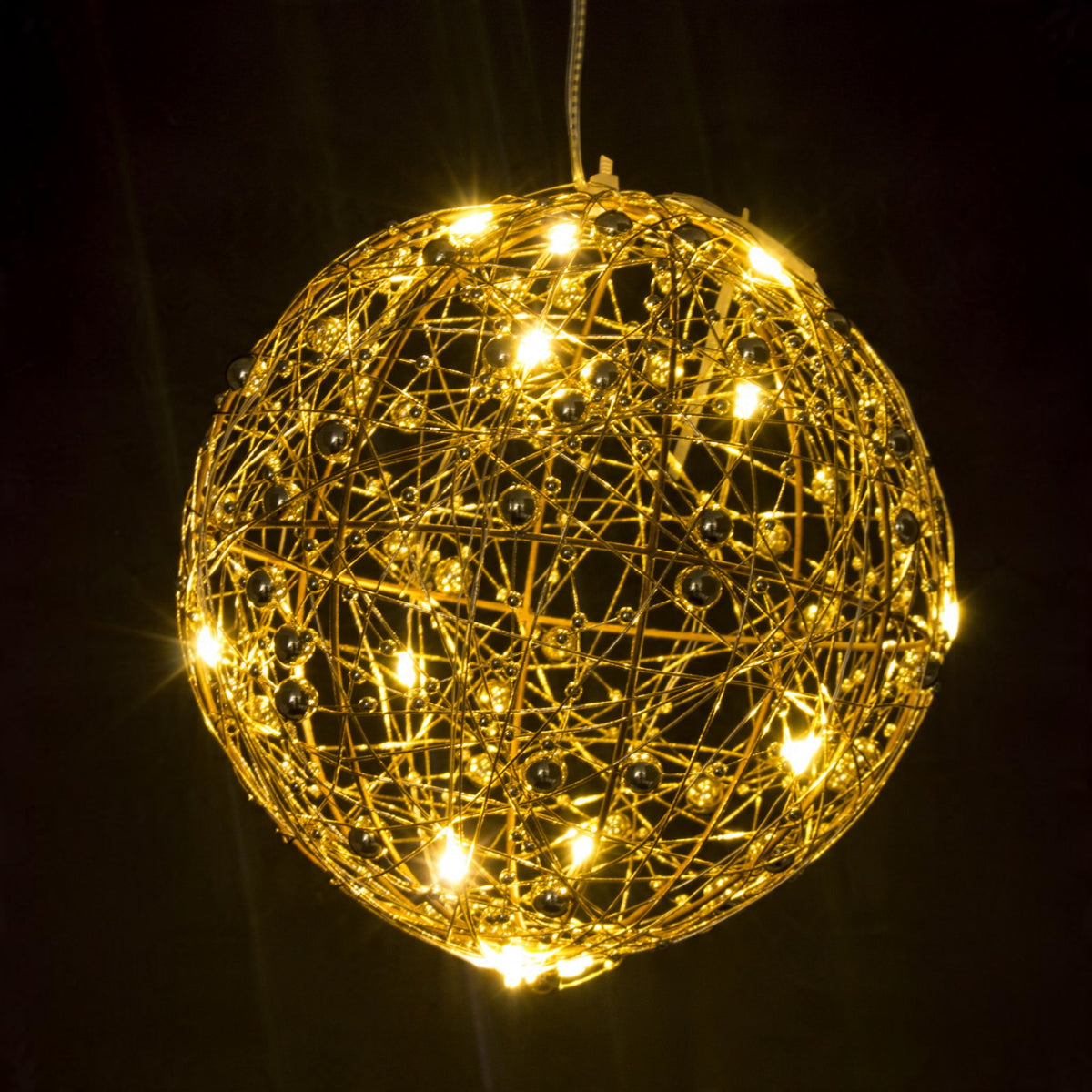Ozdoba świąteczna złota Kula Led dekoracja na Boże Narodzenie lampion 15cm