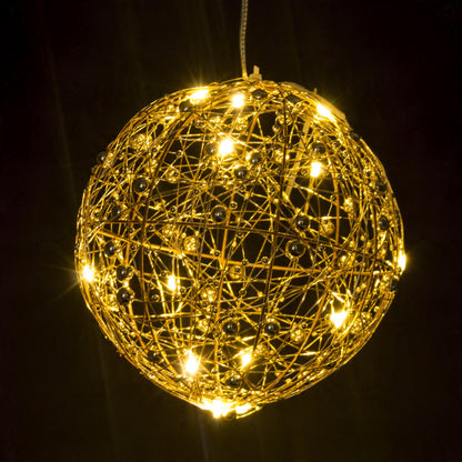 Ozdoba świąteczna złota Kula Led dekoracja na Boże Narodzenie lampion 15cm