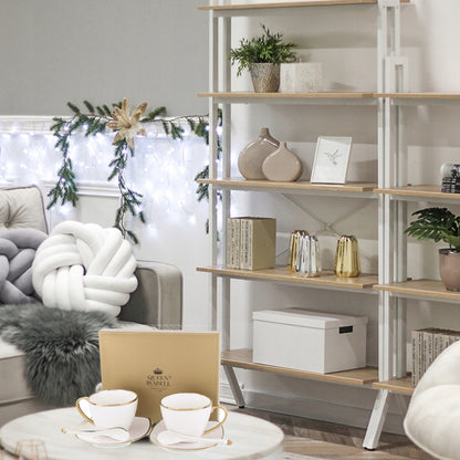 zestaw 2 filiżanek talerzyków łyżeczek komplet porcelanowy do kawy herbaty