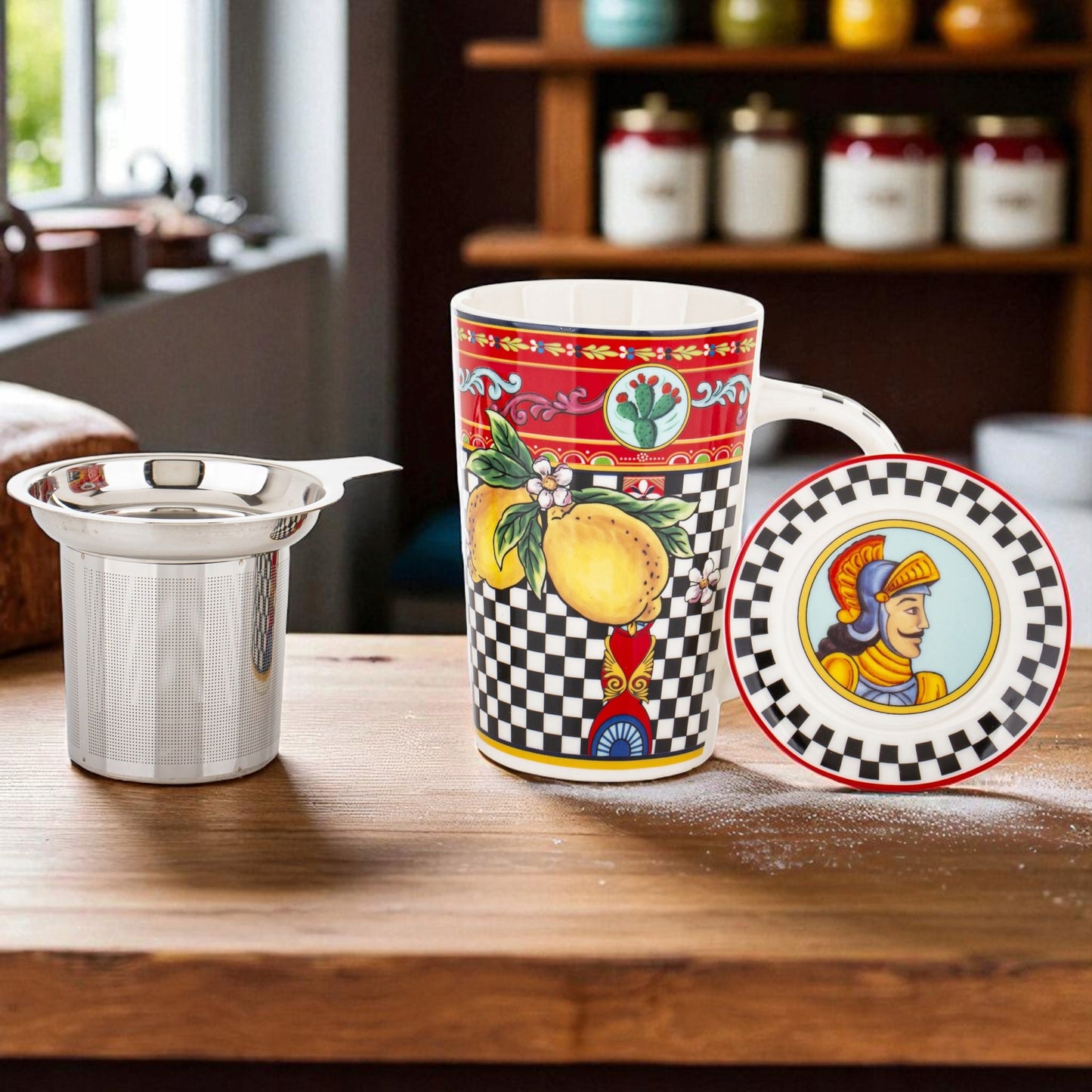 Kubek z zaparzaczem w pudełku prezentowym porcelanowy 400 ml
