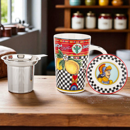 Kubek z zaparzaczem w pudełku prezentowym porcelanowy 400 ml