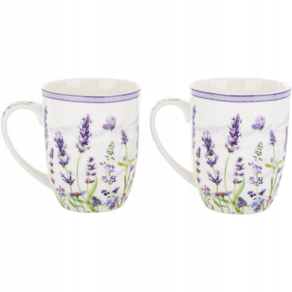 Komplet dwóch kubków porcelana lawenda styl prowansalski 400 ml