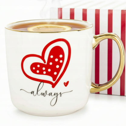 Duży porcelanowy kubek w pudełku na walentynki prezent 385 ml