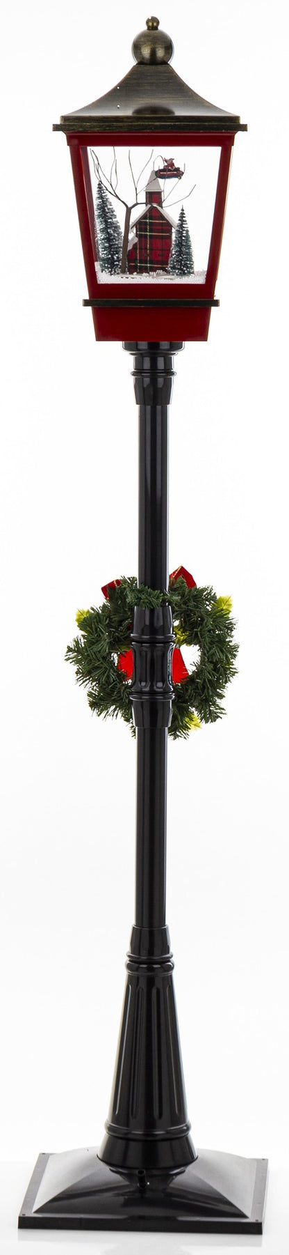 Dekoracja latarnia z pozytywką LED czarno-czerwona 185x37,5x37,5 cm