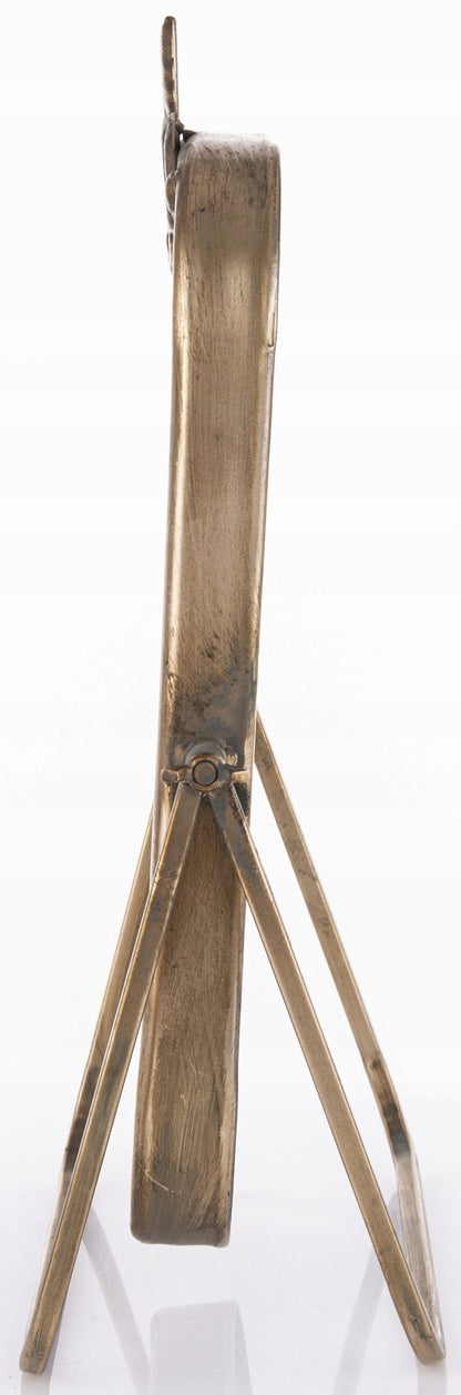 Lustro stojące prostokątne metalowe złote na toaletkę 42,5 x 30 cm barokowe