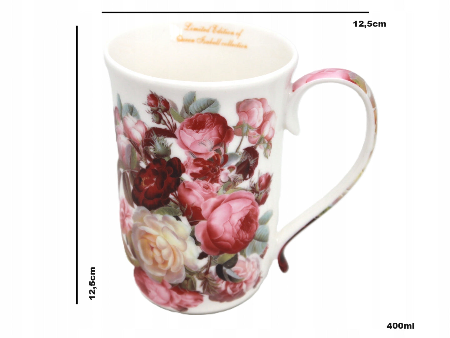 Kubek Porcelanowy w Róże 400 ml Kwiaty Romantyczny Prezent Dzien kobiet