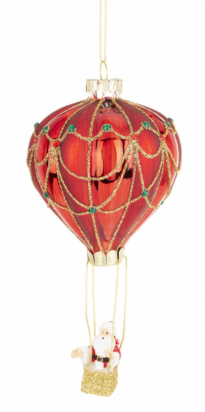 Bombka choinkowa Zawieszka szkło czerwony, złoty 15x8x8cm