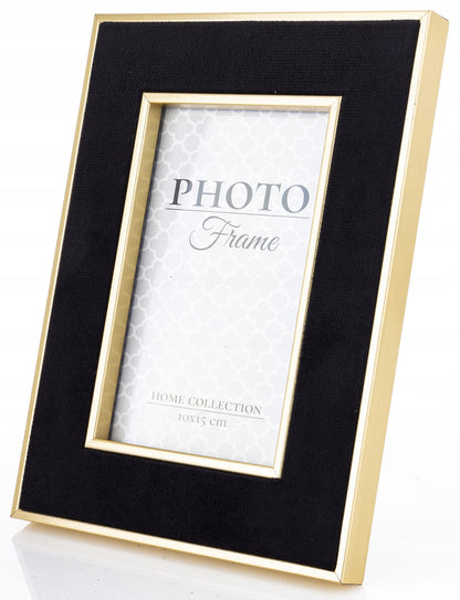 Ramka na zdjęcia w rozmiarze 10x15 cm czarna złota glamour