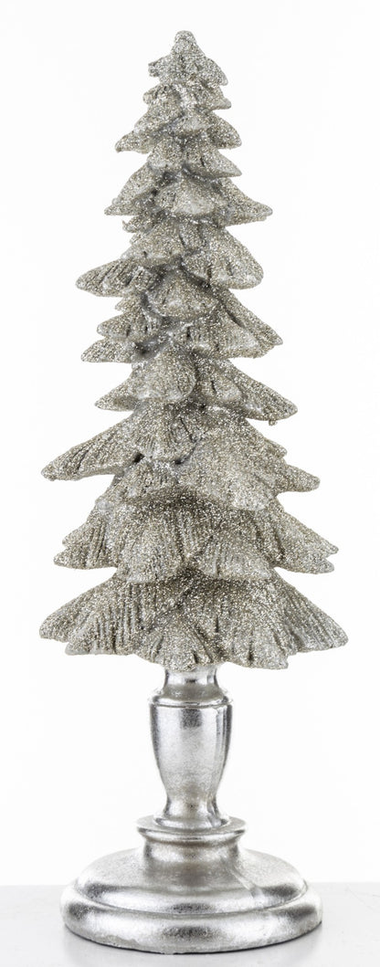 Figurka świąteczna choinka srebrny tworzywo sztuczne 32,5x11,5x11,5 cm