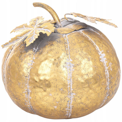 Dekoracja złota dynia metalowa złota ozdobna figurka jesień Halloween