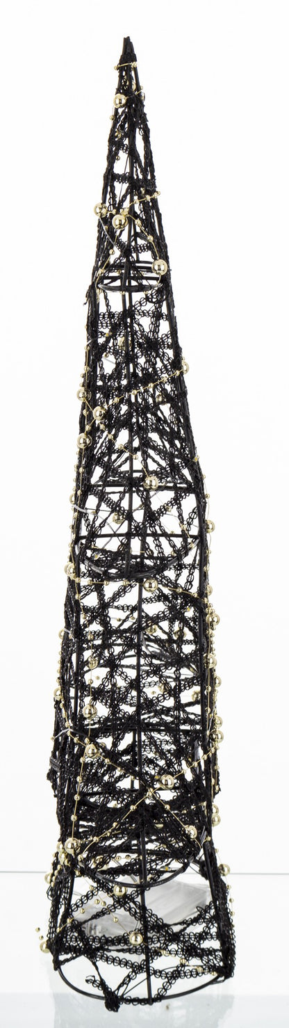 Ozdoba choinka LED z tworzywa czarno-złota 49x38x10 cm